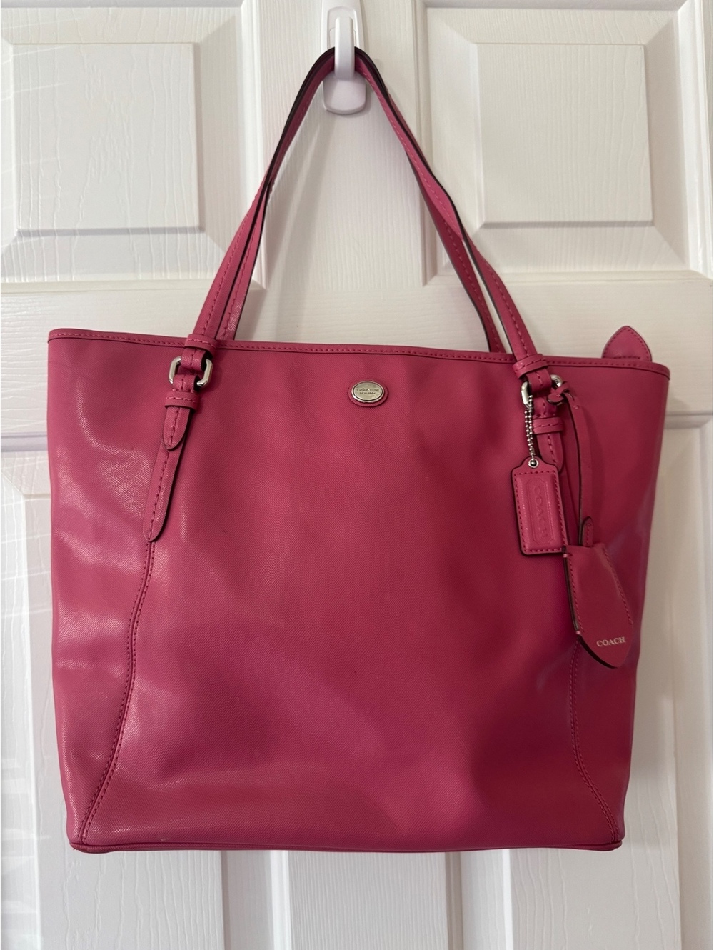 C31.  Coach Peyton Saffiano Leather Zip Top Tote.